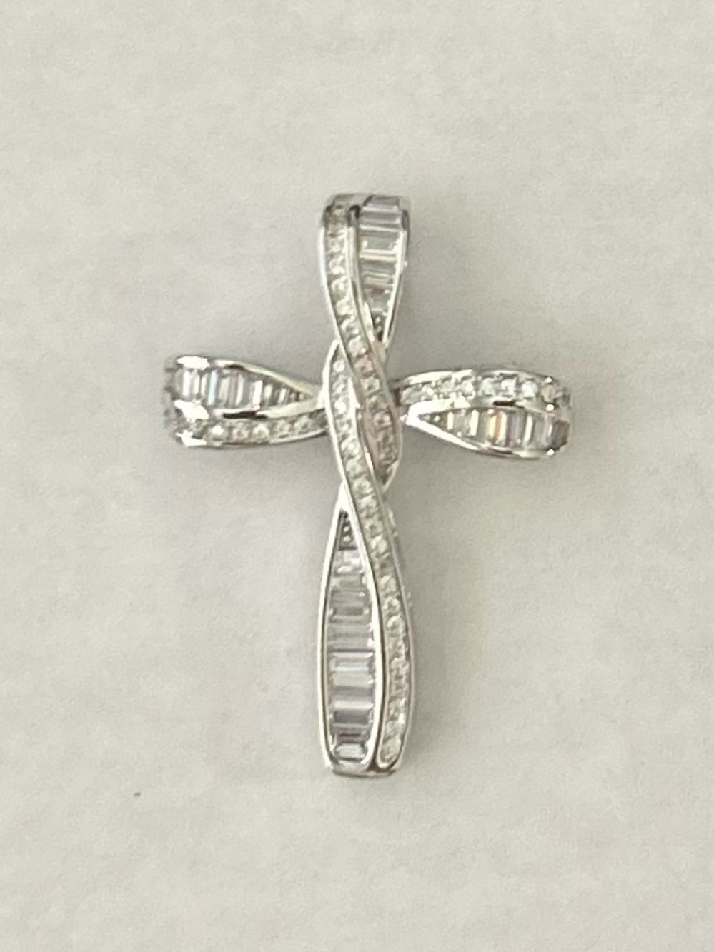NWT JTV Cubic Zirconia Rhodium Over Sterling Silver Cross Pendant
